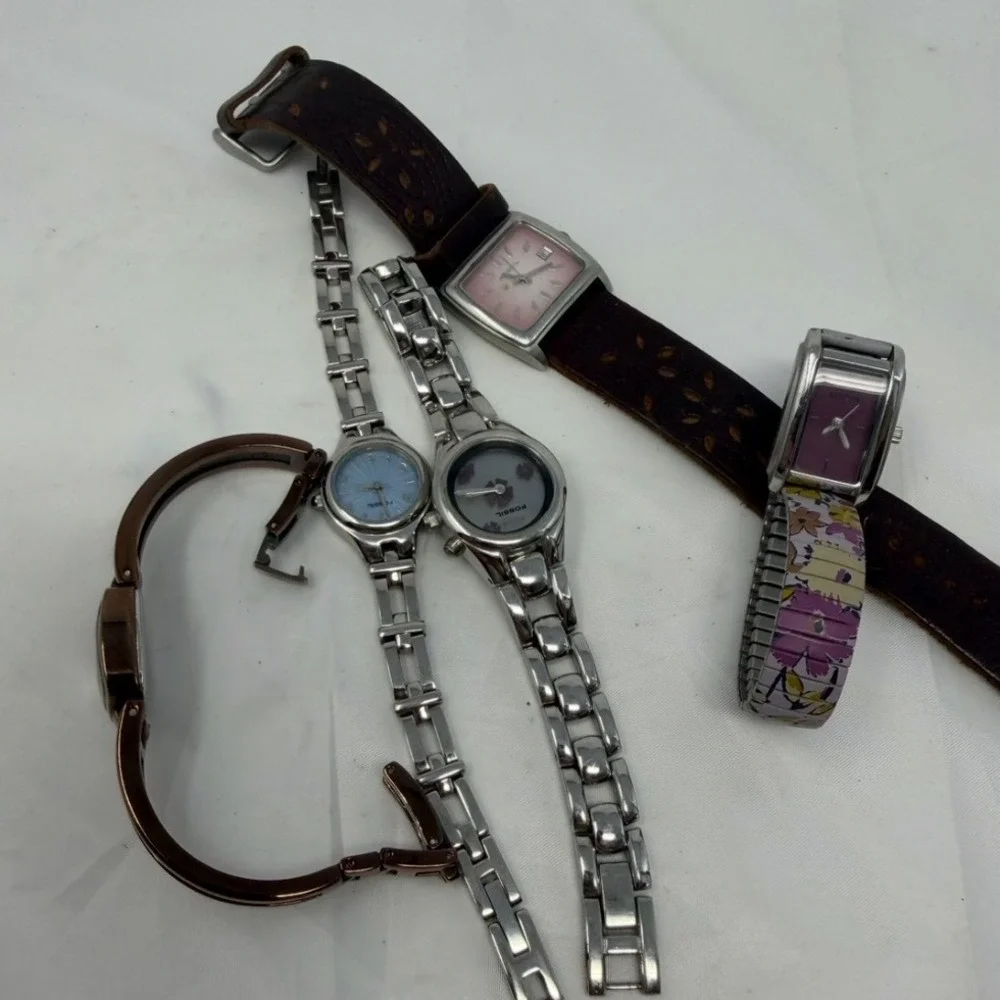 Fossil Womens Watch Lot 5pc ES-1717 BG-2031 JR-8144 ES-9876 ES-2858 Steel